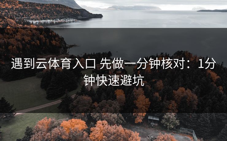 遇到云体育入口 先做一分钟核对:1分钟快速避坑