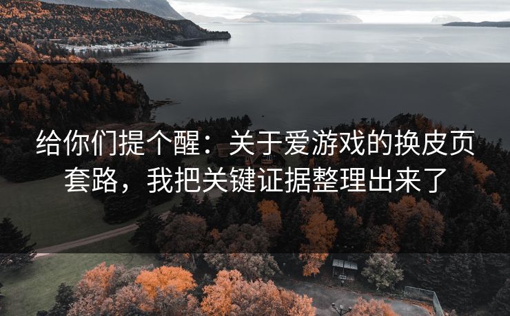 给你们提个醒：关于爱游戏的换皮页套路，我把关键证据整理出来了