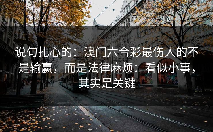 说句扎心的：澳门六合彩最伤人的不是输赢，而是法律麻烦：看似小事，其实是关键